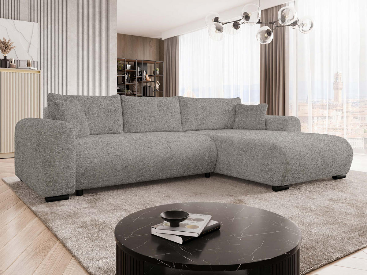 ECKSOFA Merkos - Schwarz/Alufarben, Holz/Textil (285/188cm) - MIRJAN24