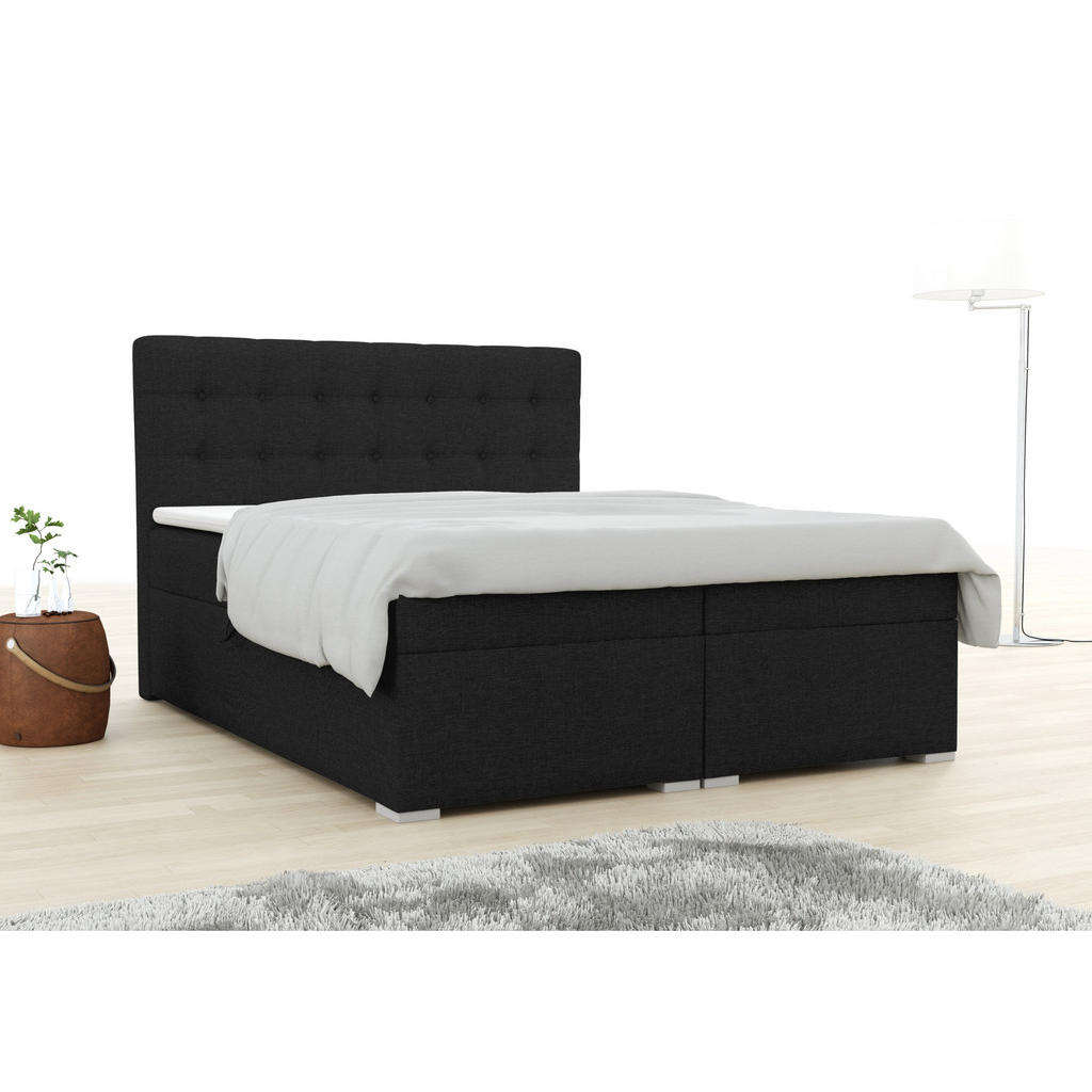 Thumbnail - Deine Möbel 24 Boxbett, Schwarz, Holzwerkstoff, H4, Höhe ca. 19 cm, 160x200 cm, Schlafzimmer, Betten, Boxspringbetten