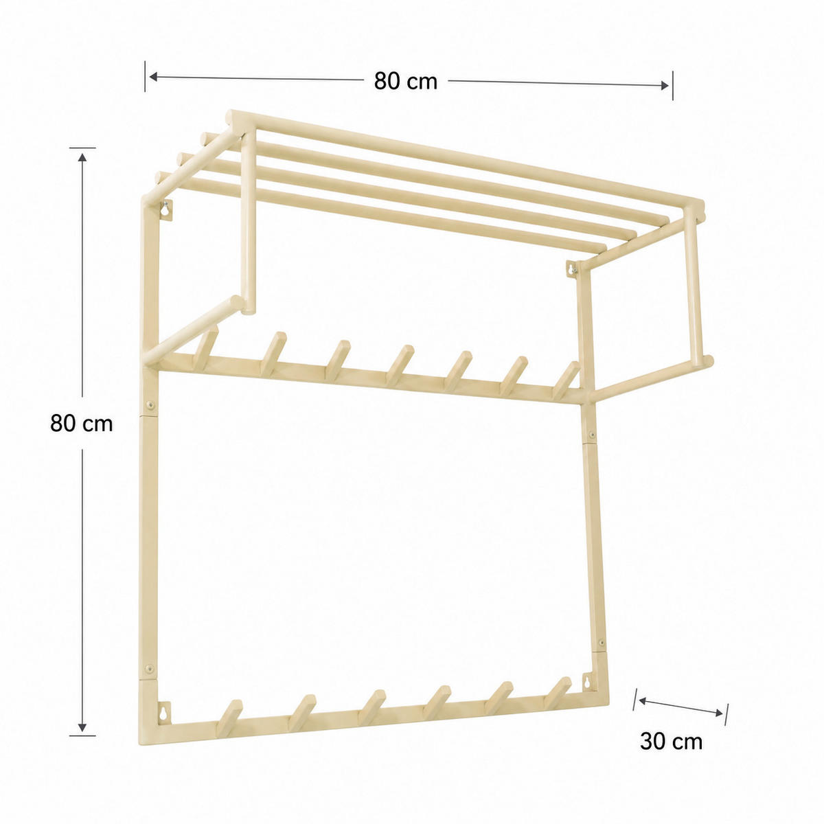 KLEIDERABLAGE Eddy XL - Beige, Metall (80/80/30cm) - LOFT42