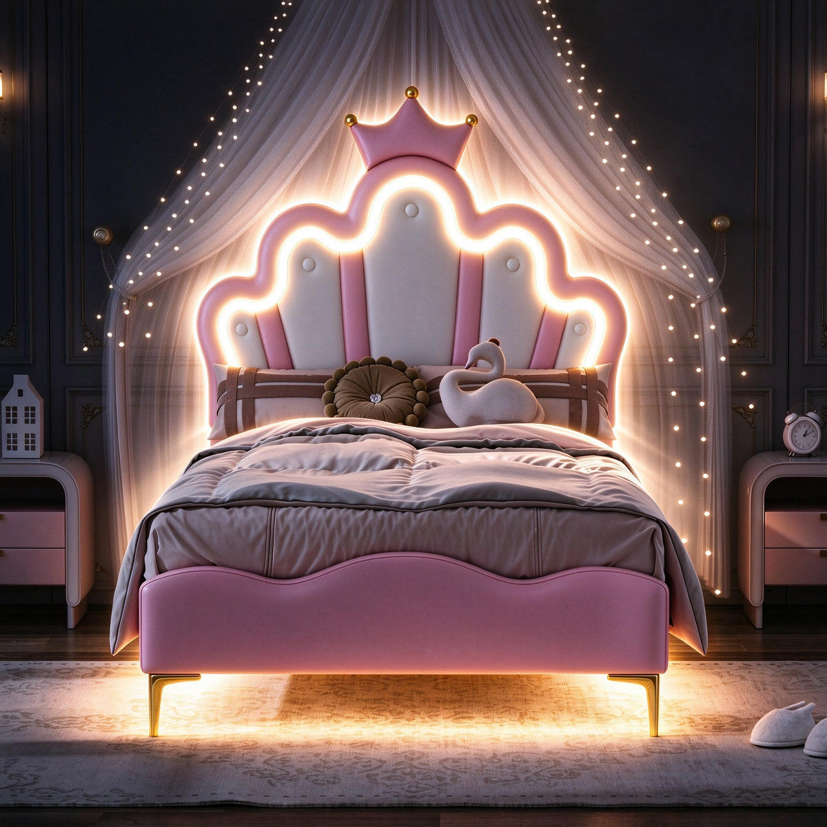 KINDERBETT 90/200 cm, in Rosa, Polsterbett Kinder Einzelbetten 90/200 mit Lattenrost, Verstellbarem Kopfteil, PU - Pink, Leder/Holz (90/200cm) - BPKADHY