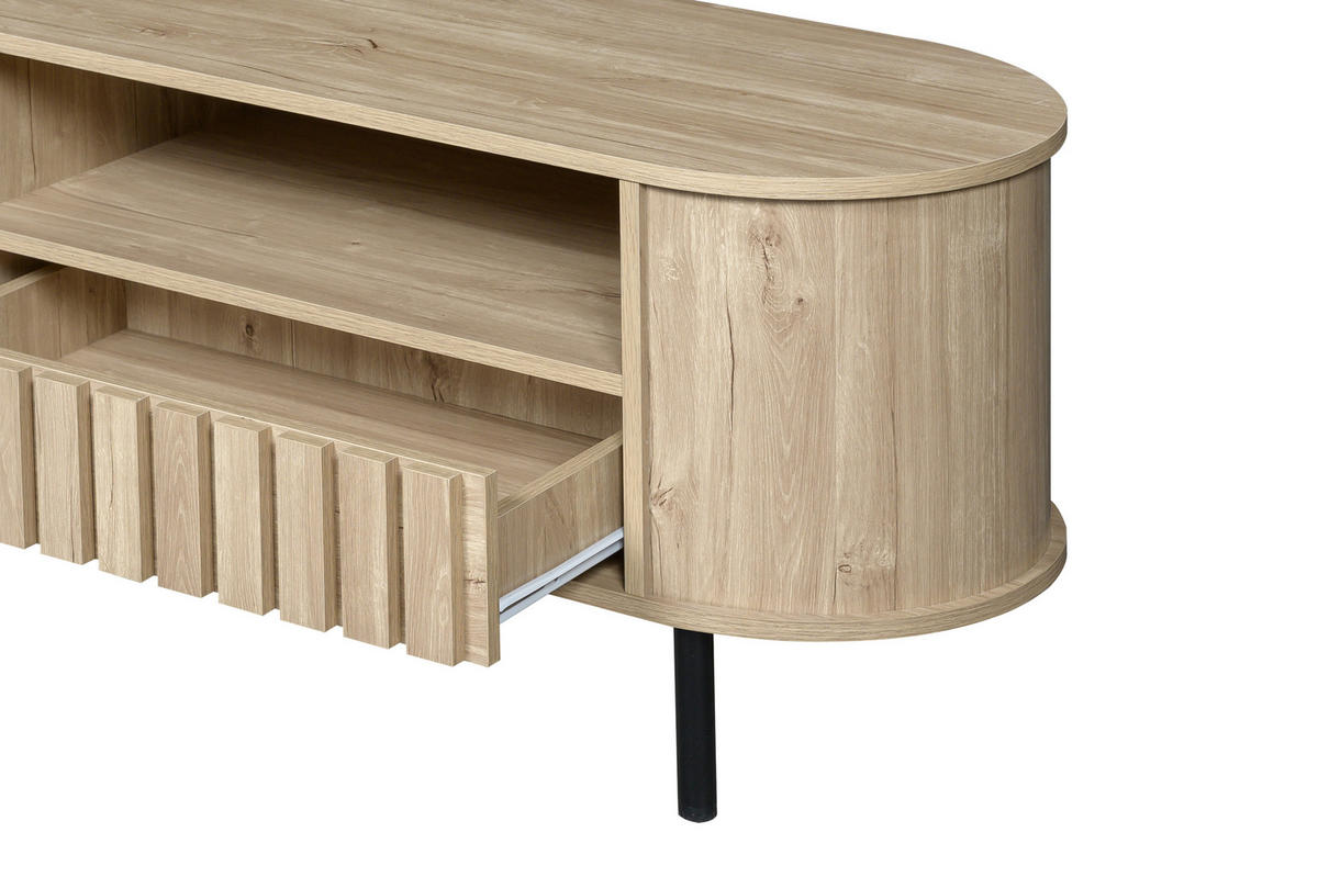 TV-LOWBOARD 160x40x48 cm Naturholz 2 Schränke 2 Schubladen - Naturfarben, Holzwerkstoff (40/48/160cm) - FLIEKS