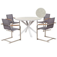 GARTENMÖBEL-SET 4-Sitzer Grau Maletto/Cosoleto - Beige/Silberfarben, Metall - Beliani