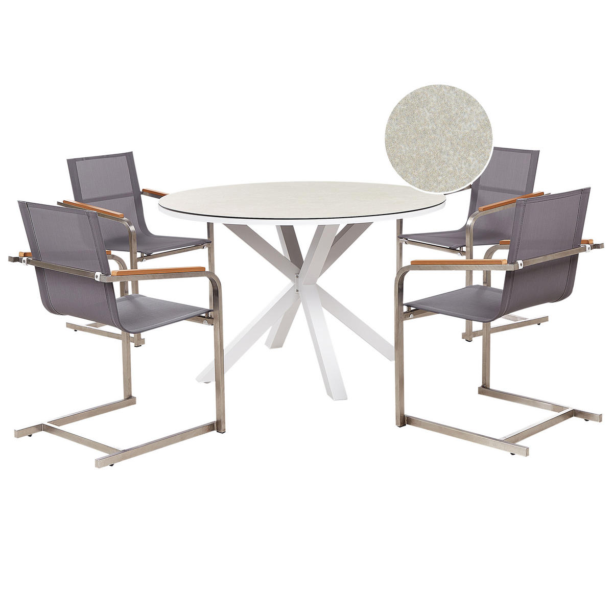 GARTENMÖBEL-SET 4-Sitzer Grau Maletto/Cosoleto - Beige/Silberfarben, Metall - Beliani
