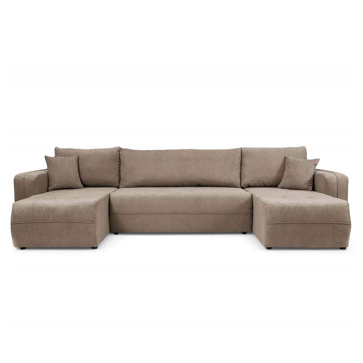 WOHNLANDSCHAFT - Schwarz/Cappuccino, Kunststoff/Textil (312/82/145cm) - home24