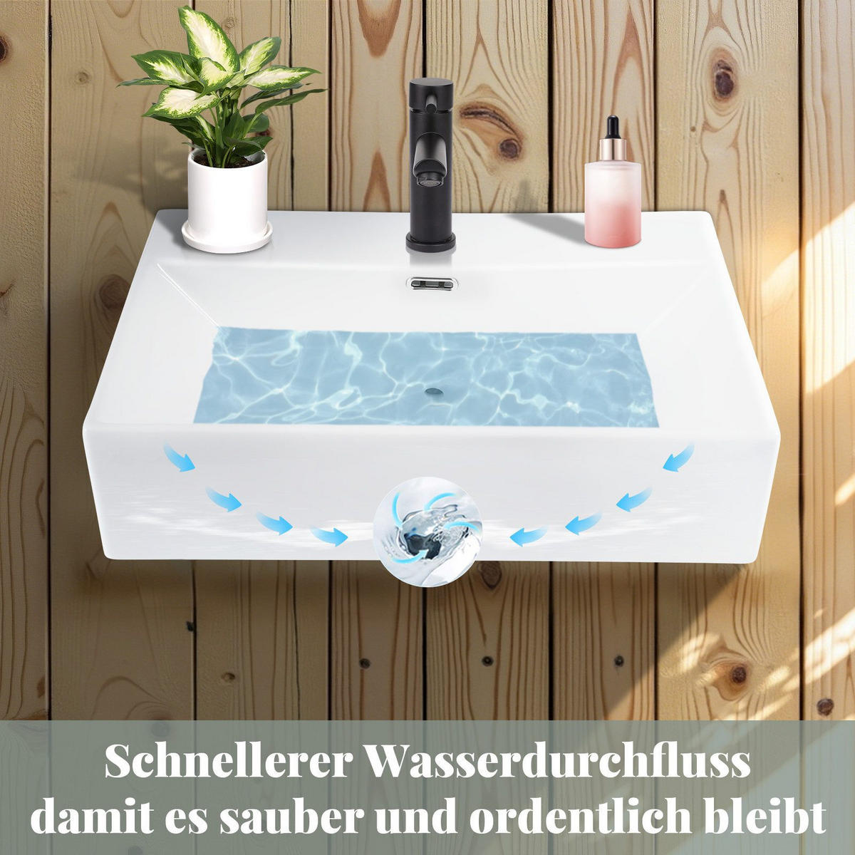 WASCHBECKEN Beatrice II 60/42/15cm - Weiß, Keramik (42/15/60cm) - Nettlife