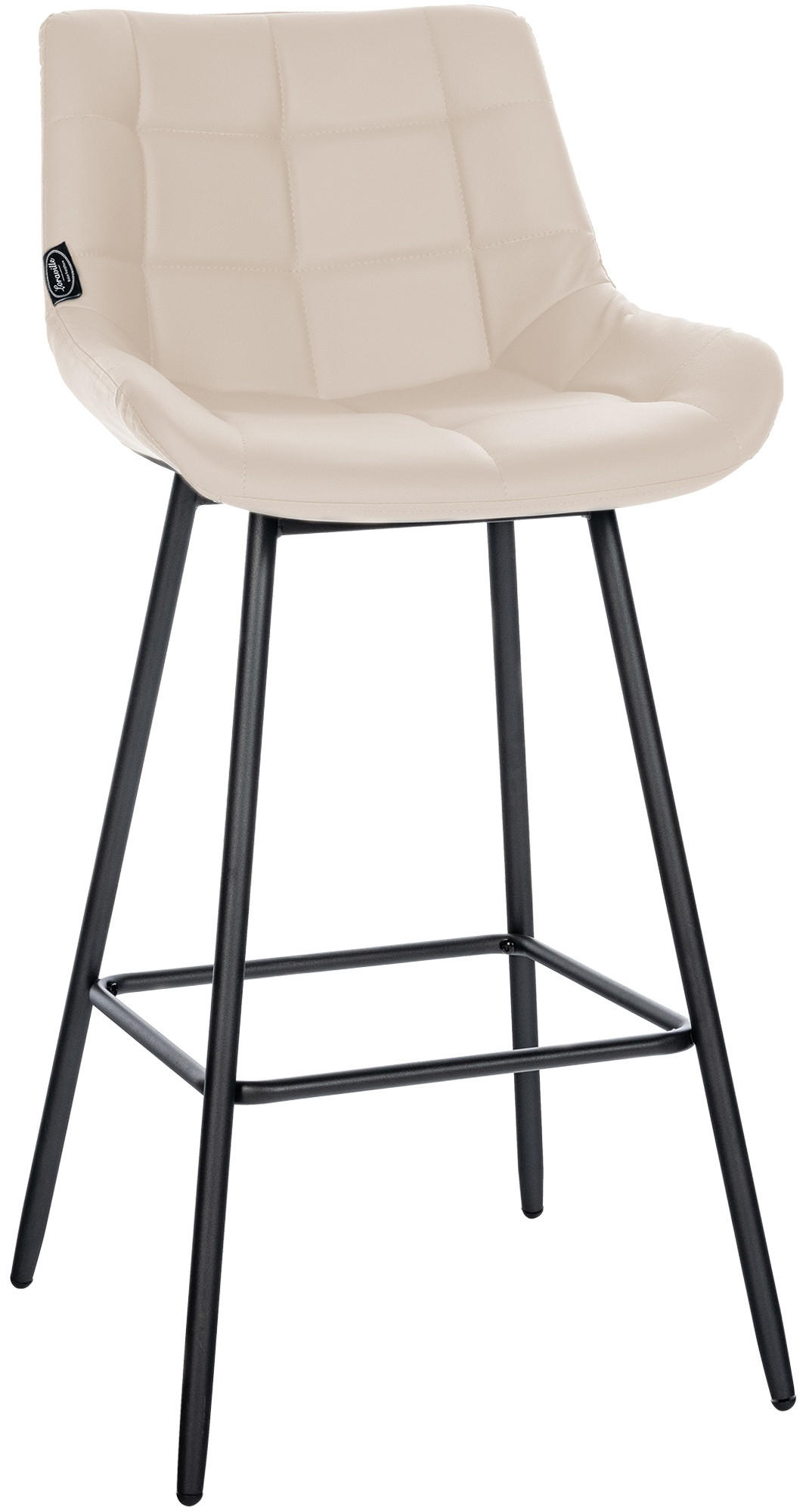 BARHOCKER Lederlook creme - Creme/Schwarz, Textil/Metall (49/104/56cm) - CLP