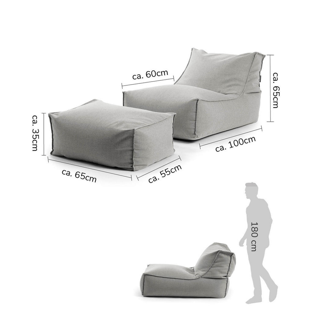 Thumbnail - Mokebo Sitzsack, Hellgrau, Textil, 65x65x100 cm, Oeko-Tex®, Gartenmöbel, Gartenstühle, Outdoor-Sitzsäcke