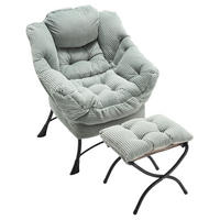 SESSEL 70/95/64 cm Hellgrün aus Stahl mit Hocker - Hellgrün, Textil (69.9/95/64cm) - OKMYHOME