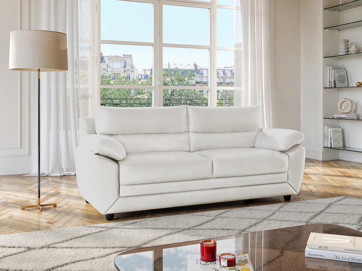 SOFA 3-Sitzer - Kunstleder - Weiß - MANOA - Weiß, Leder (201/88/82cm) - Vente-Unique