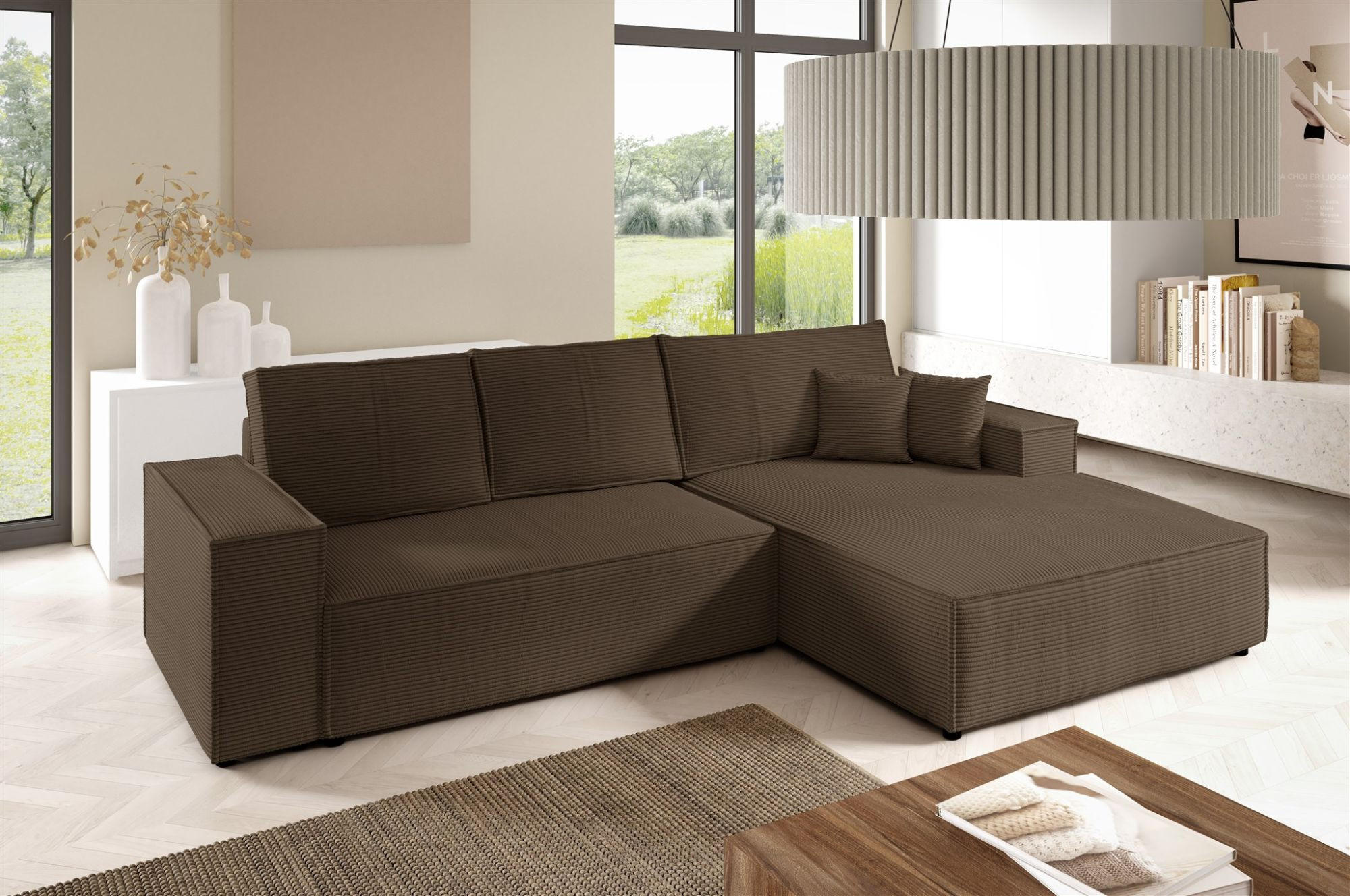 ECKSOFA Corunia In Poso - Braun, Holzwerkstoff/Textil (294/185cm) - Fun Möbel