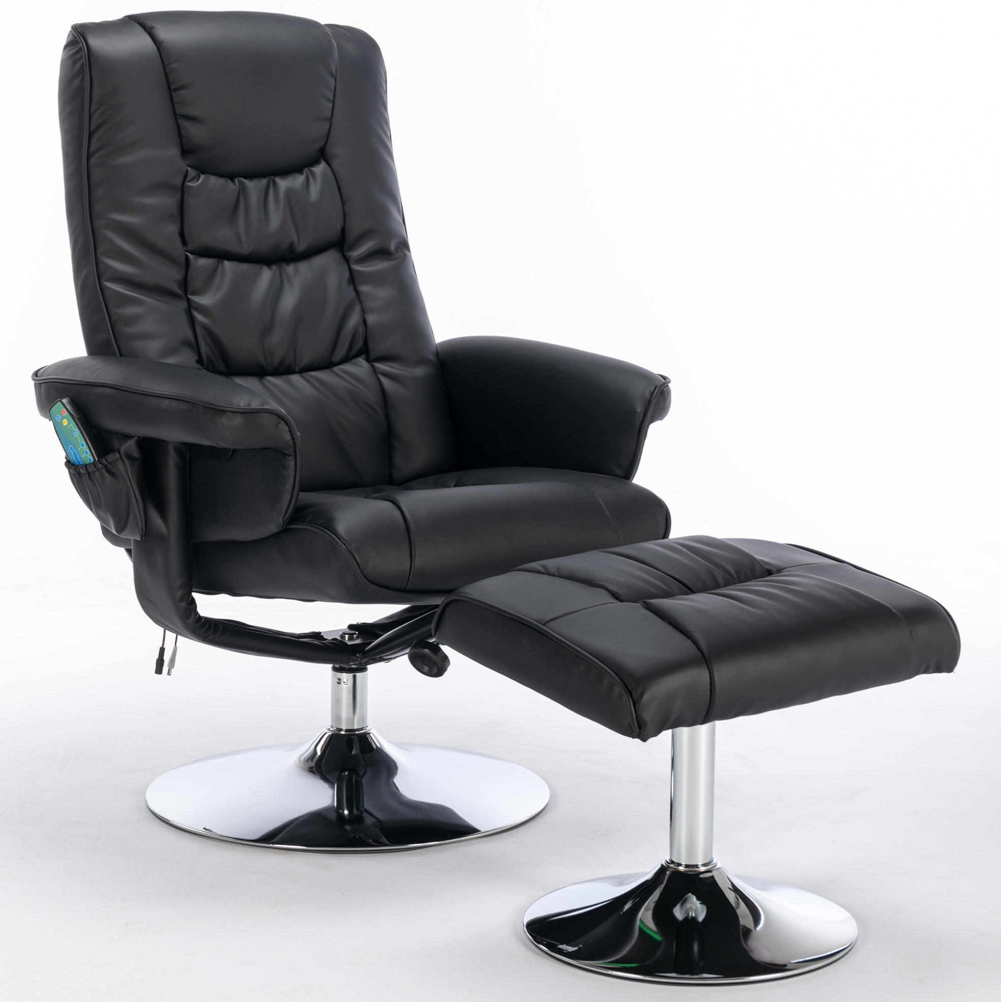 MASSAGESESSEL PU-Leder mit Heizfunktion und 5-Punkt-Massage 79/79/106 cm Schwarz - Schwarz, Kunststoff (79/106/79cm) - Redom