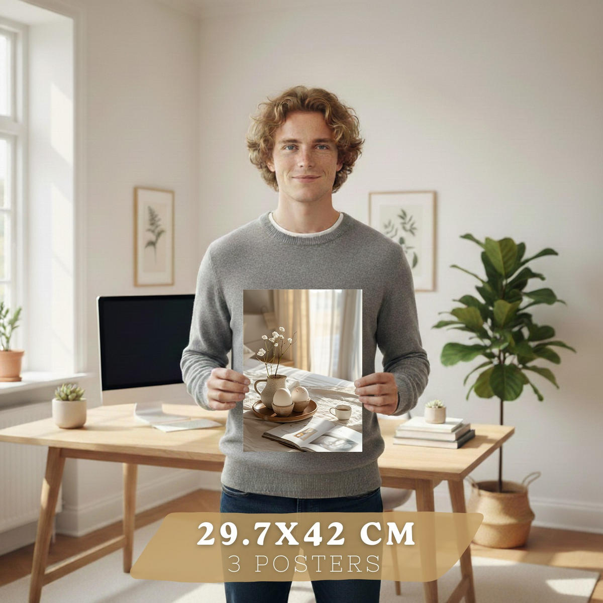 PLAKAT Sada 3 Snídaně A3 Černý rám - černá, papír (29.7/1/42cm) - Nacnic