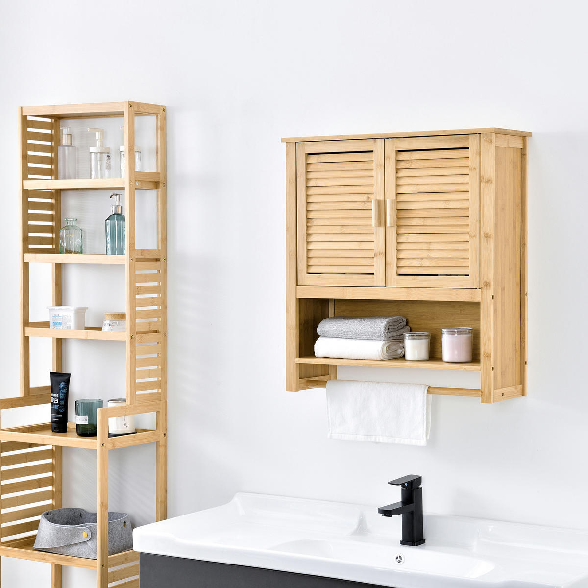 HÄNGESCHRANK Tyresö - Naturfarben, Holz (62/66/20cm) - [en.casa]