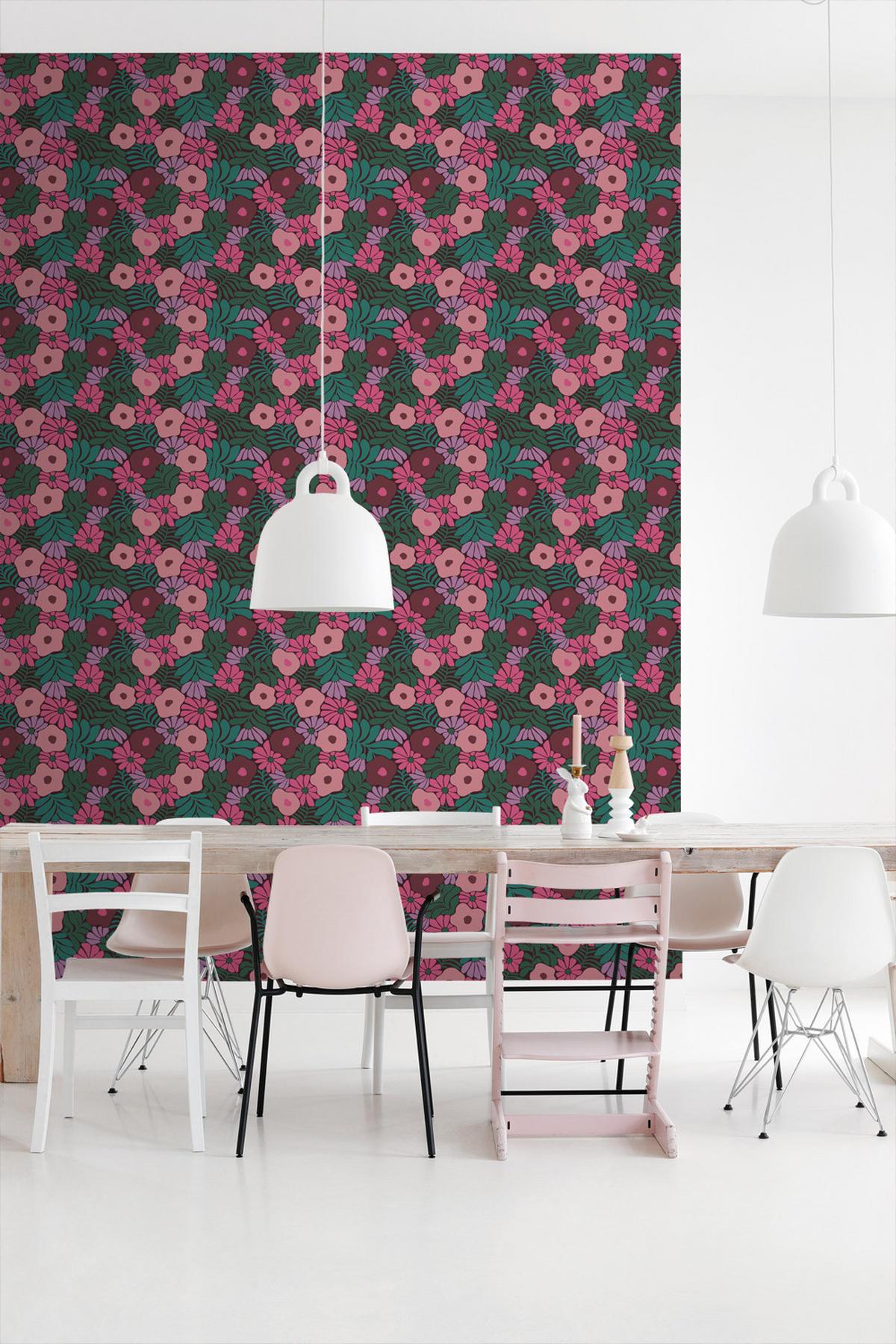 TAPETE Blumen im Matisse-Stil 50 x 900 cm - Pink, Papier (50/900cm) - ESTAhome