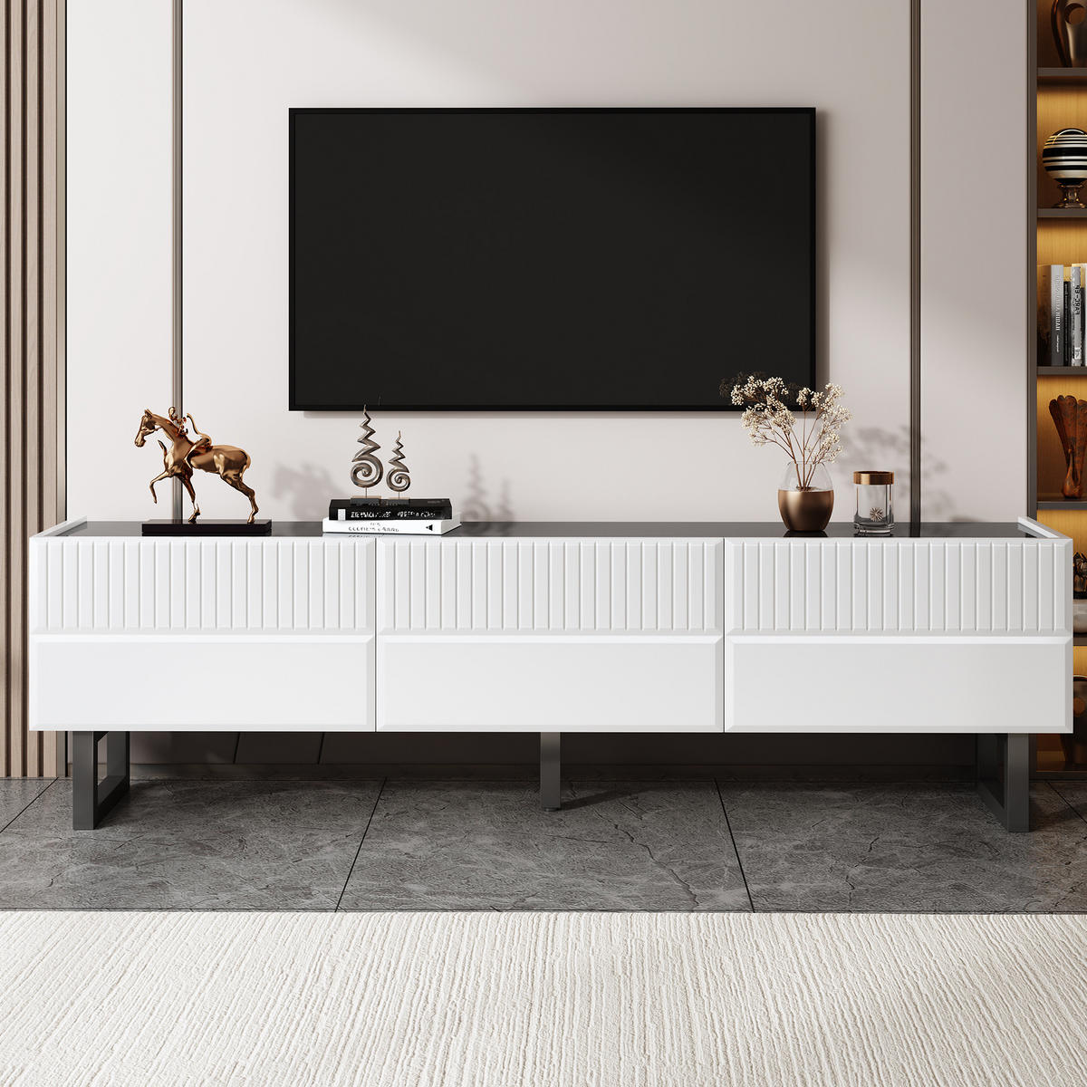 TV-SCHRANK mit Schubladen 170 x 35 cm Schwarz/Weiß - Schwarz, Holzwerkstoff (35/47/170cm) - Beauniv