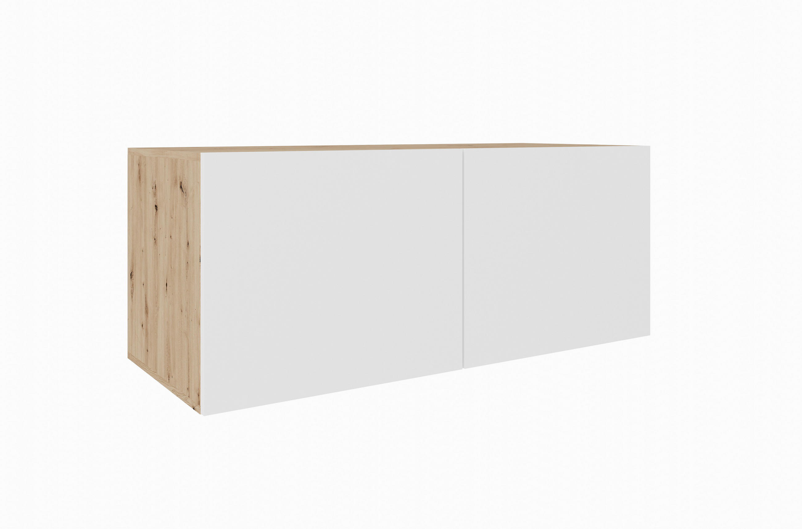 Meblini Tv-Schrank Eiche Artisan, Weiß 100x115x40 cm
