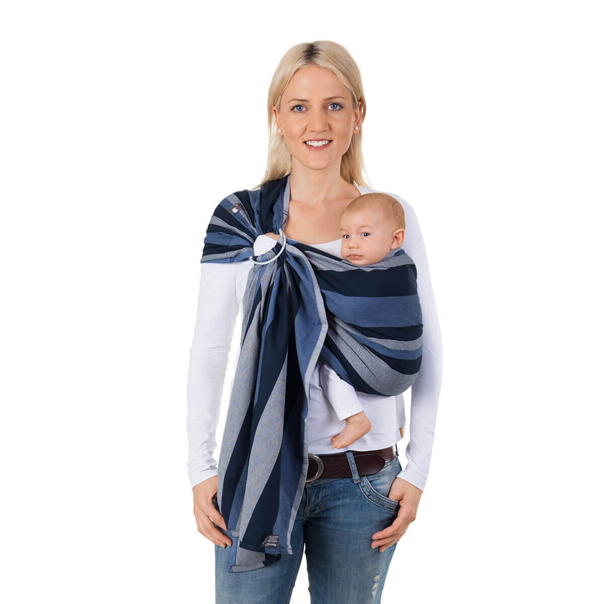 BABYTRAGETUCH Ring-Sling - Blau/Dunkelblau, Textil (70/0.1/200cm) - Hoppediz