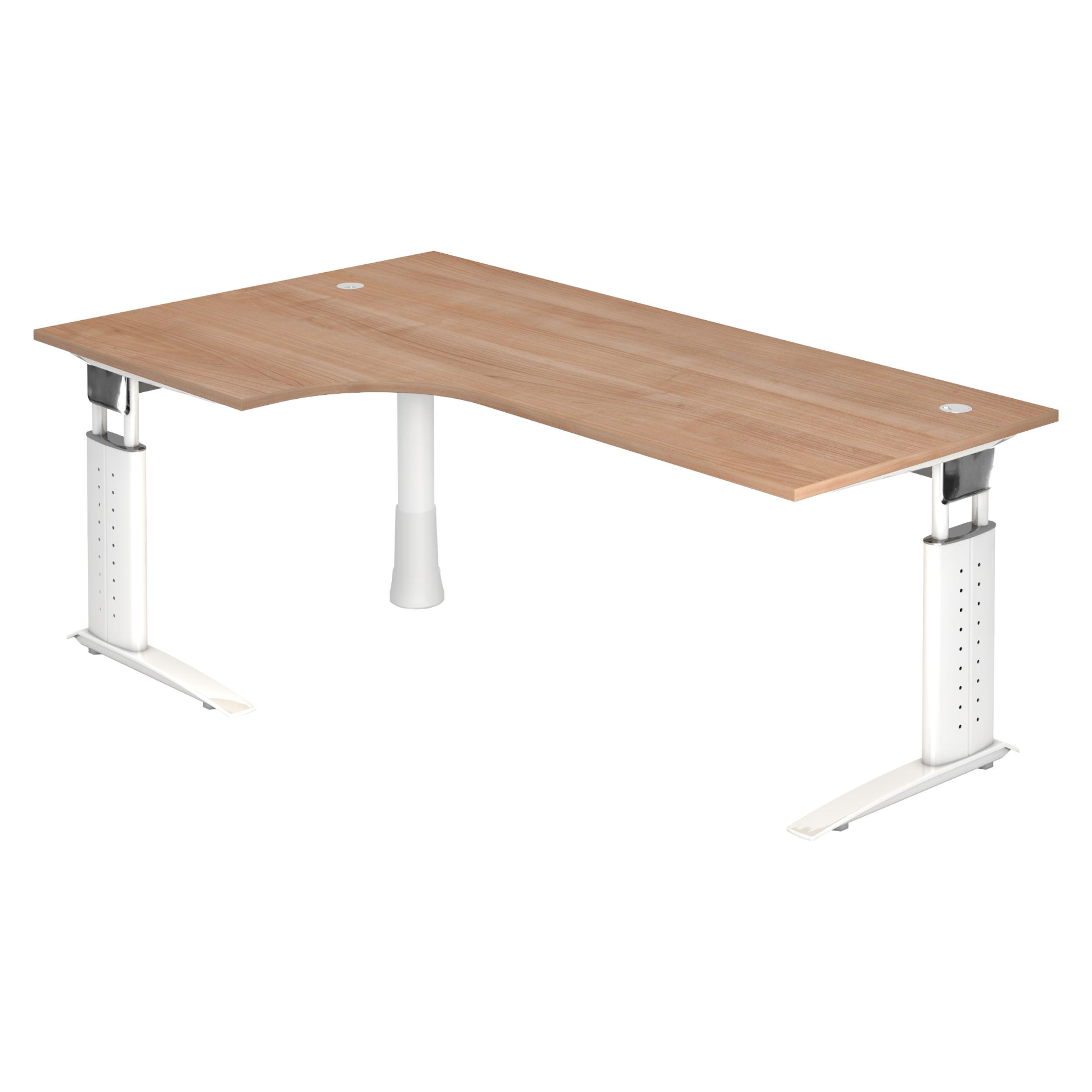 SCHREIBTISCH Serie-U 120/200/74 cm in Nussbaumfarben/Weiß - Nussbaumfarben/Weiß, Holzwerkstoff (120/200/74cm) - bümö