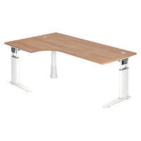 SCHREIBTISCH Serie-U 120/200/74 cm in Nussbaumfarben/Weiß - Nussbaumfarben/Weiß, Holzwerkstoff (120/200/74cm) - bümö
