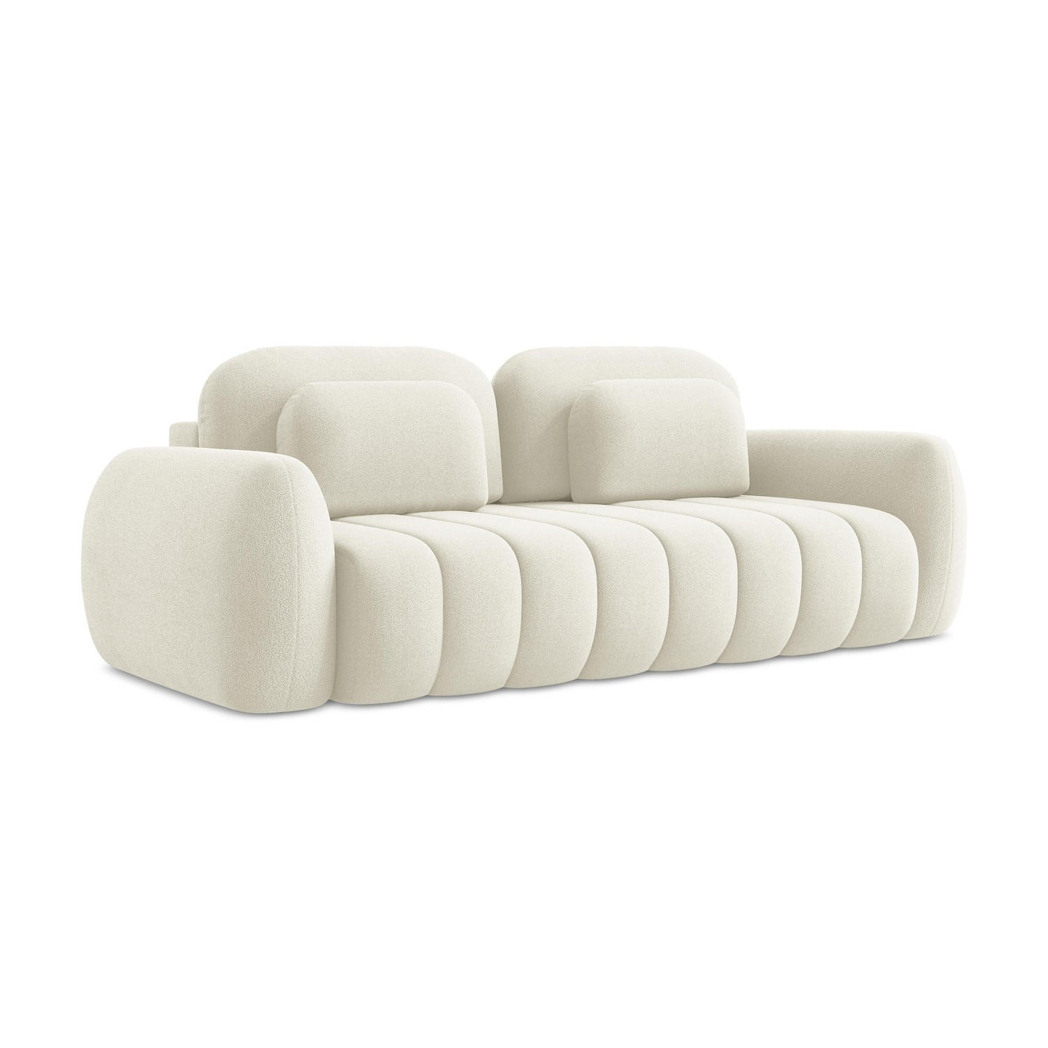 3-SITZER SOFA mit Schlaffunktion Bouclé Stoff Beige - Beige/Schwarz, Holzwerkstoff/Kunststoff (266/95/121cm) - LaMiaSofa