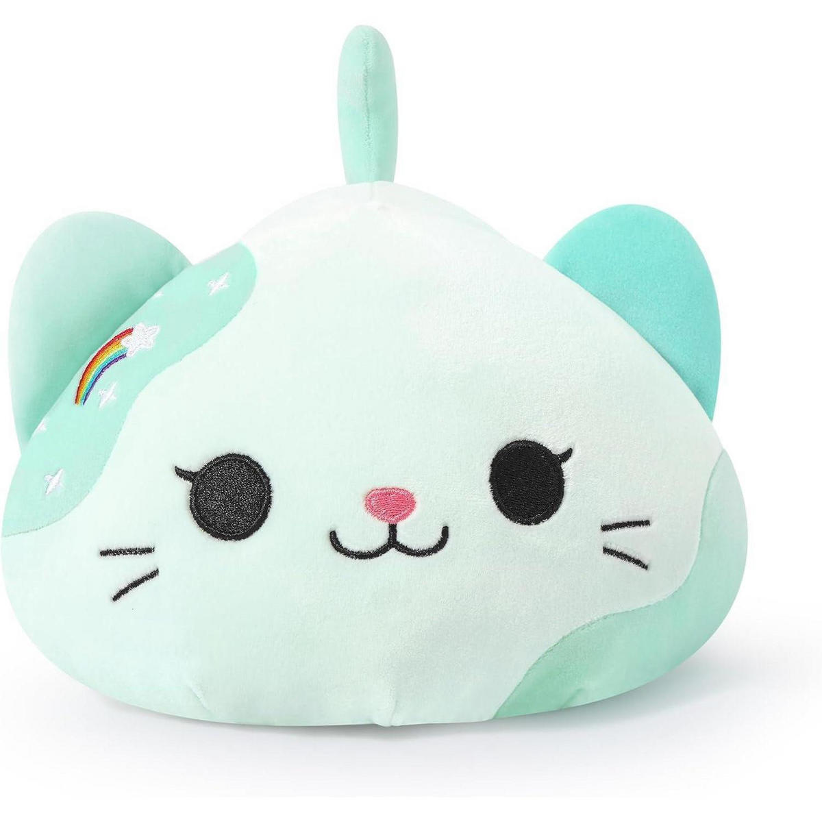 PLÜSCHTIER Katze, Kawaii Kätzchen Plüsch Kissen in türkis - Türkis, Textil (28/50cm)