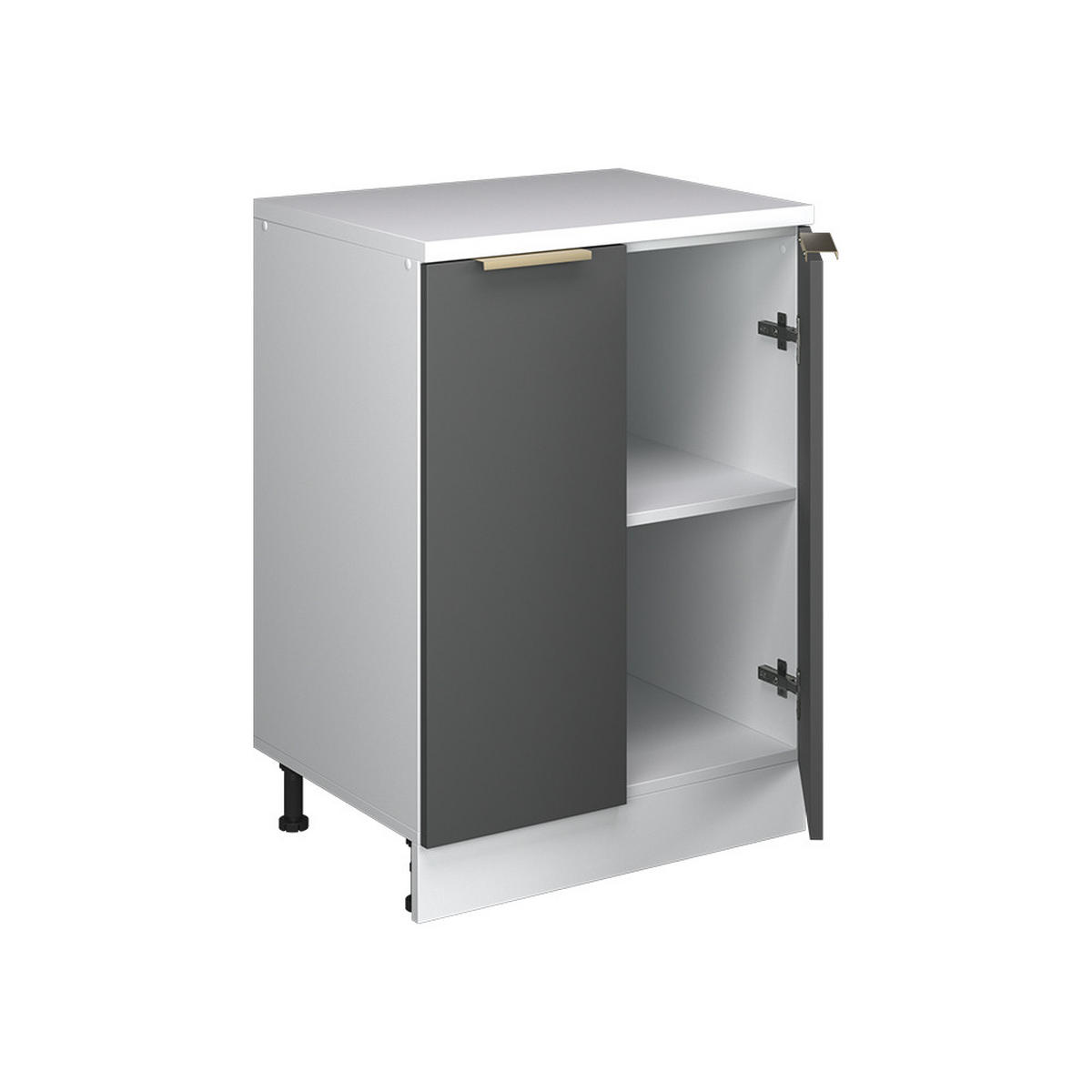 KUHINJSKA OMARA ZA POŠEVNE STREHE R-Line, Antracitno-zlata, 60 cm brez naklona z 2 vrati - bela/antracit, leseni material (60/83.8/46cm) - Vicco