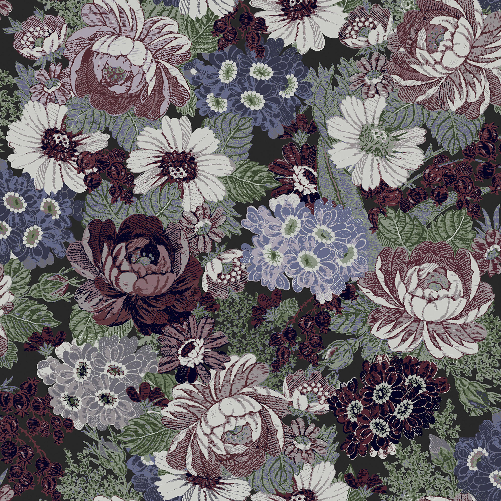 VLIESTAPETE Honnington Pfingstrosen Brombeere Lila - Lila, Papier/Kunststoff (52/52cm) - LAURA ASHLEY
