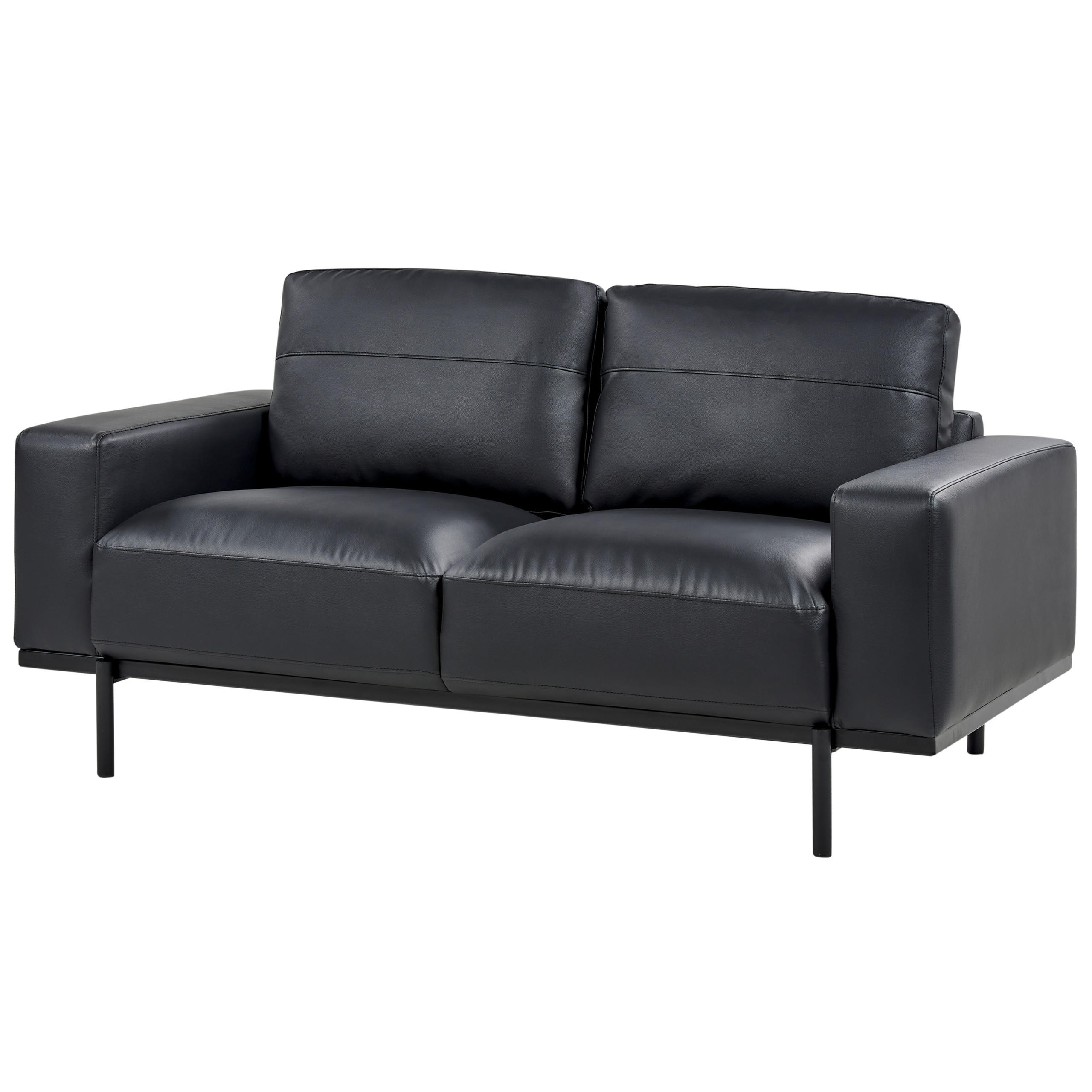 2-SITZER-SOFA Kunstleder schwarz Sovik - Schwarz, Kunststoff/Textil (156/72/87cm) - Beliani