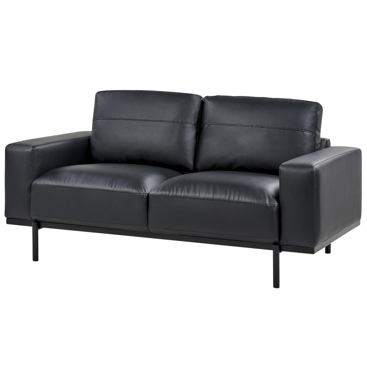 2-SITZER-SOFA Kunstleder schwarz Sovik - Schwarz, Kunststoff/Textil (156/72/87cm) - Beliani