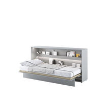 SCHRANKBETT BC-06 - 90x200cm Horizontal - Grau Matt mit Matratze - Grau, Holzwerkstoff (200/90cm) - Meblini