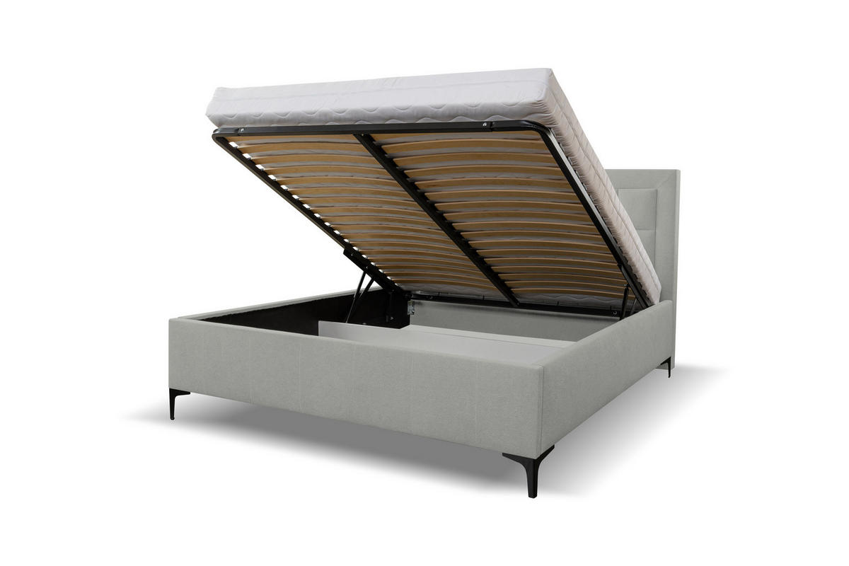 POLSTERBETT VENEZIA mit Kopfteil, 160 x200 cm, Doppelbett mit Bettkasten und Lattenrost aus Strukturstoff, Velourstoff, Frabe: Grau - Grau, Holz/Kunststoff (160/200cm) - VENASI MÖBEL