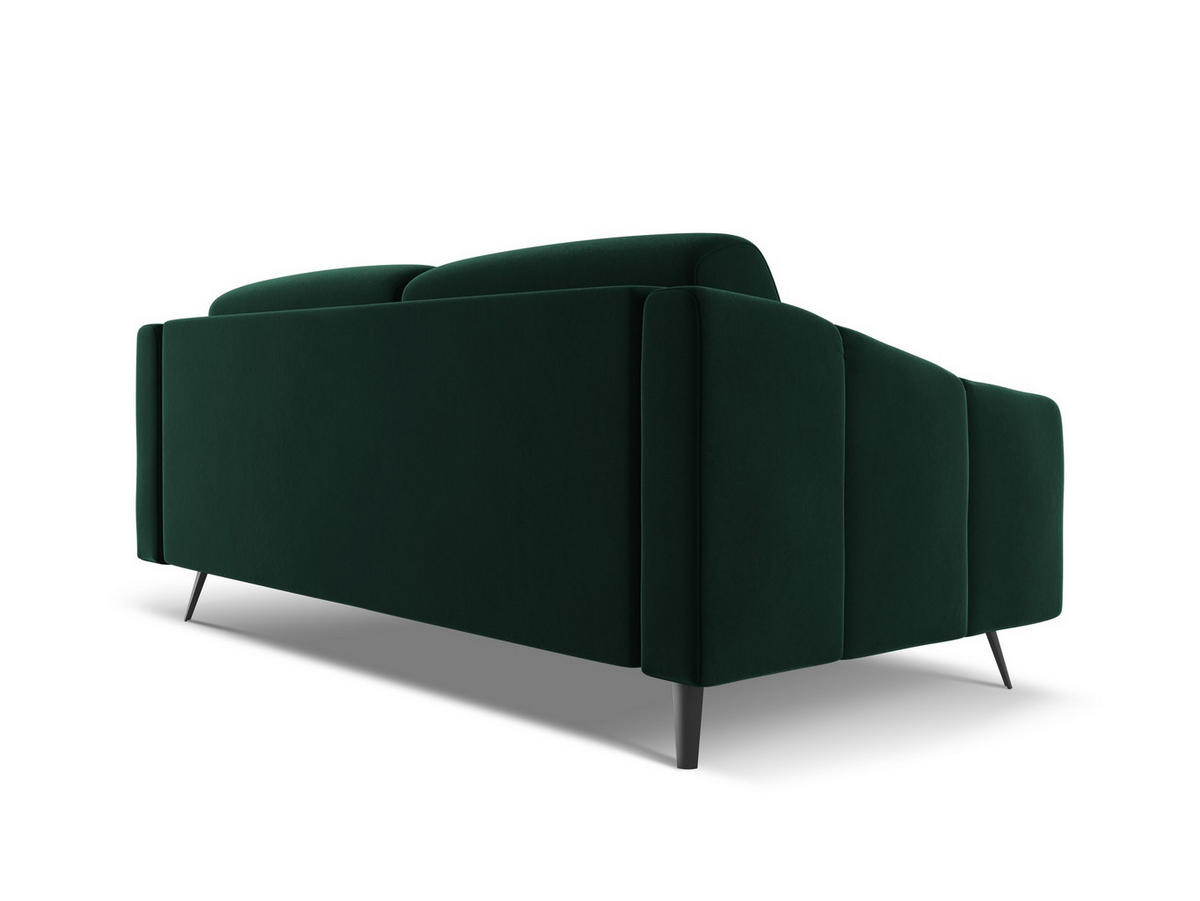 3-SITZER SOFA Samt Stoff Grün - Dunkelgrün/Schwarz, Textil/Metall (202/80/95cm) - Makamii
