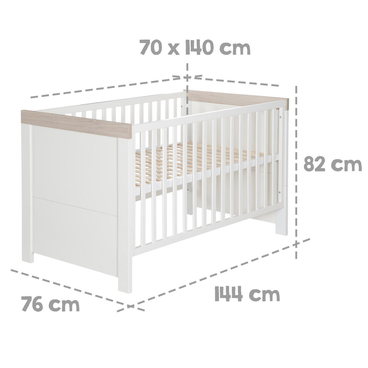 BABYZIMMER-SET Lucy 2-teilig - Weiß, Holzwerkstoff (76/82/144cm) - Roba