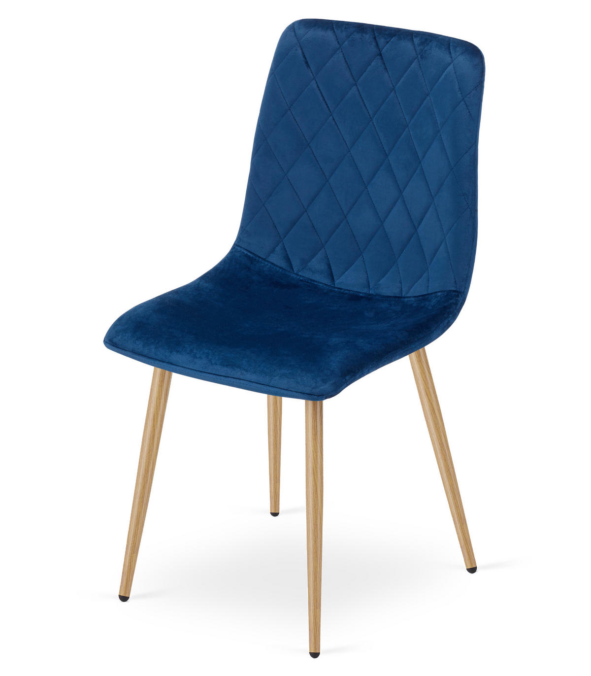 ESSZIMMERSTUHL 2-er Set TURIN marineblauer Sitz, Beine in Holzfarbe - Eichefarben/Dunkelblau, Textil (44.5/88.5/53cm) - Valora