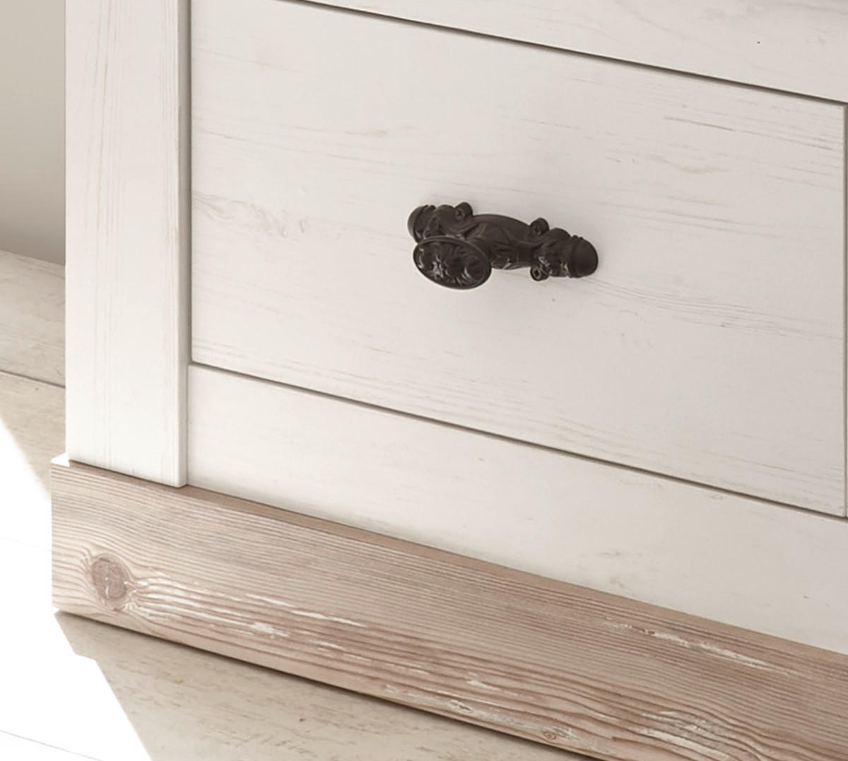 GARDEROBEN-SITZBANK Pinie Oslo Pinie Landhaus, Garderobenbank, 107 x 48 cm - Anthrazit/Weiß, Holzwerkstoff/Metall (107/50/45cm) - Furn.Design