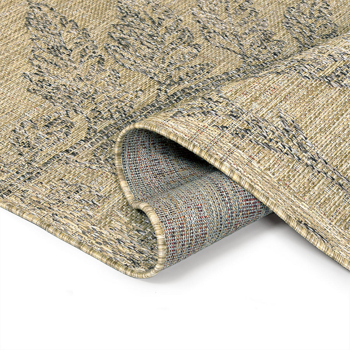 TEPPICH Outdoor Pinto Suelo Mazovia 200x300cm Beige Braun Florales Muster Kurzflor - Braun, Textil (200/300cm) - Mazovia