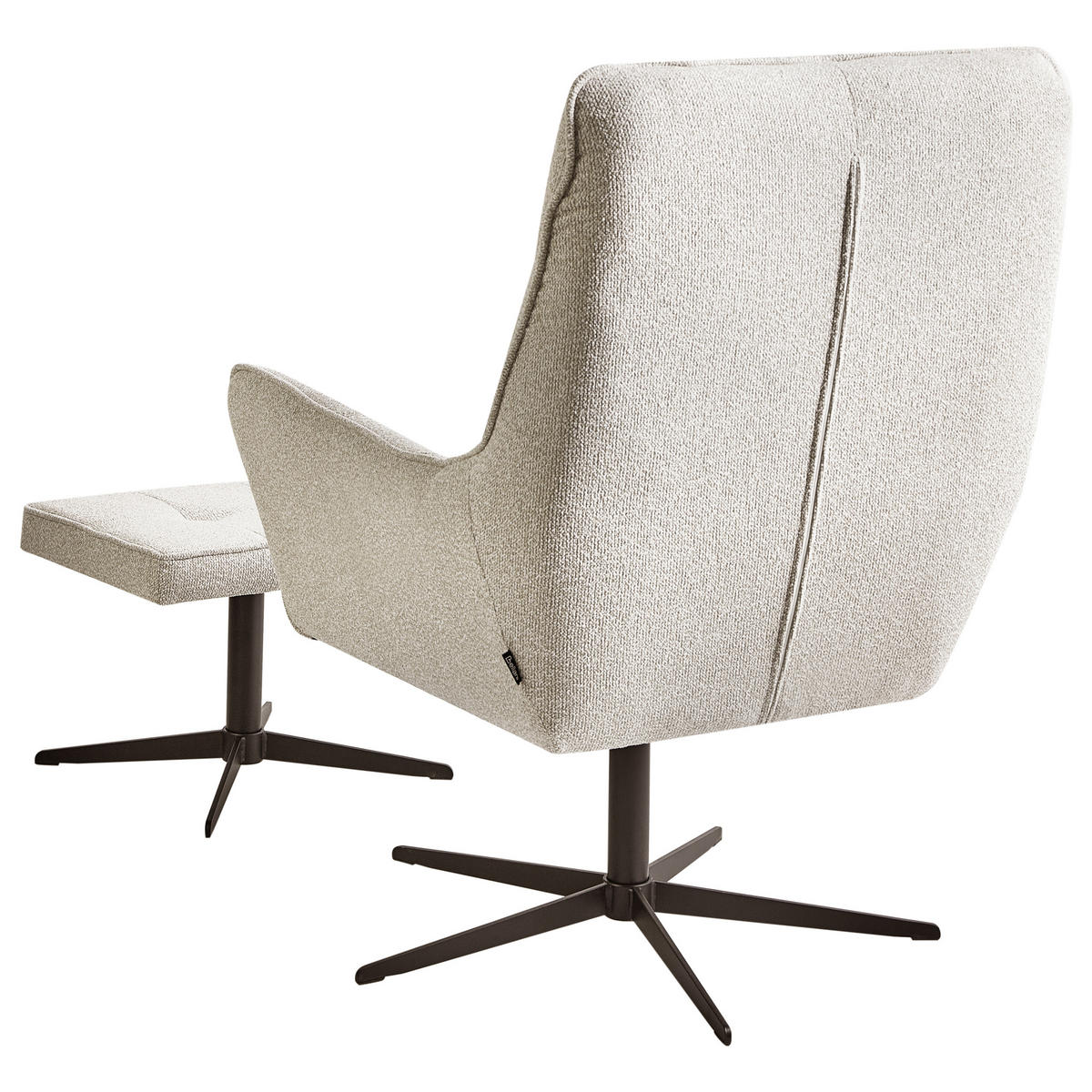 DREHSESSEL Hellbeige Molle II - Beige/Schwarz, Textil (70/105/86cm) - Beliani