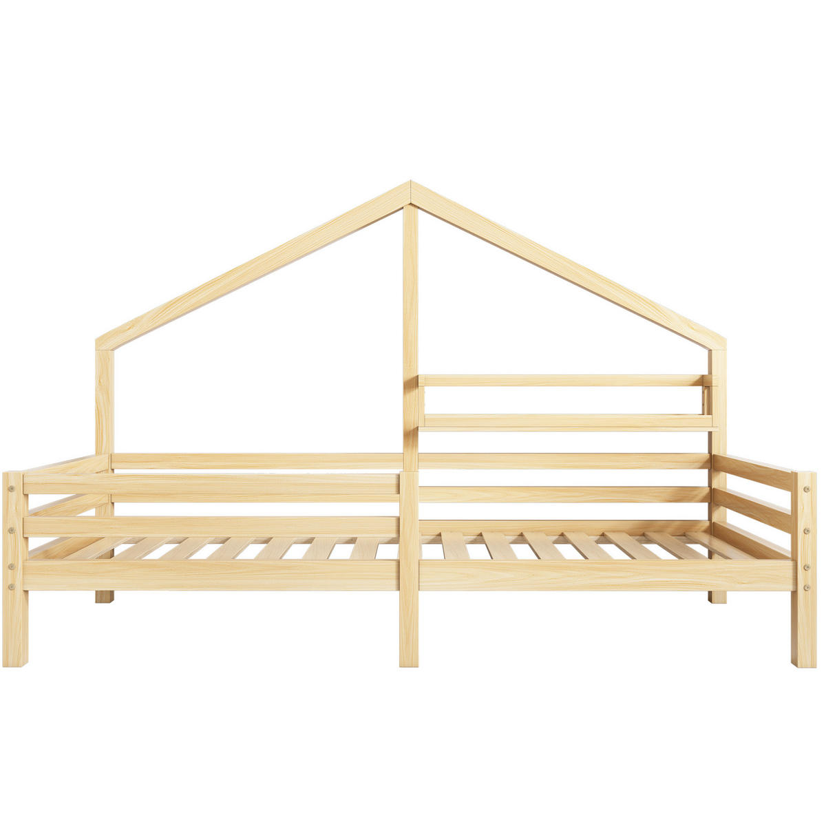 KINDEREINZELBETTEN aus Kiefer 90x200 cm in Natur mit Ablageregal - Naturfarben, Holz (90/200cm) - Modfu