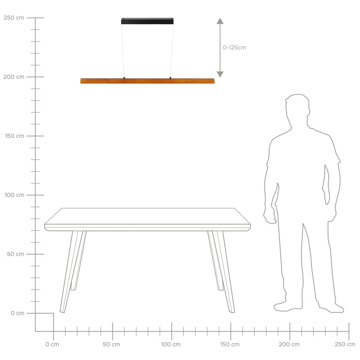 HÄNGELEUCHTE Stewarts 4/115/125 cm - Dunkelbraun, Holz (4/115/125cm) - Beliani