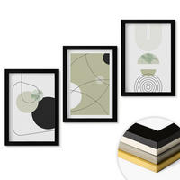 WANDBILDER 3er-Set - 20x30 cm Schwarzer Rahmen - Abstrakte Formen und Farben - Schwarz, Kunststoff (20/30cm) - ArtPrintCave
