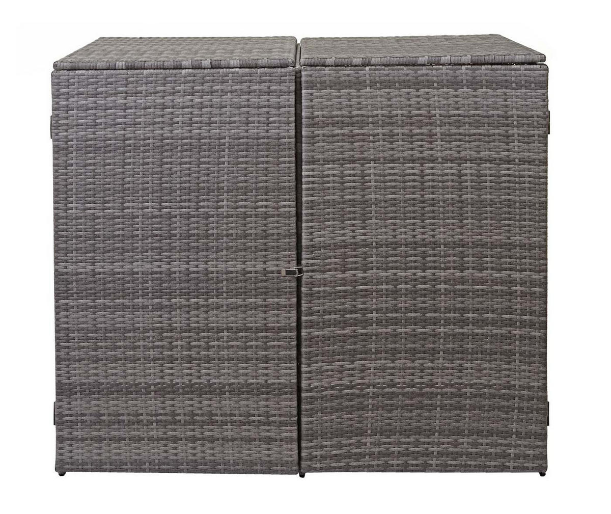 MÜLLTONNENBOX 2er HxBxT 176x130x131cm Poly-Rattan 2x120l Grau - Grau, Kunststoff (130/176/131cm) - PROREGAL