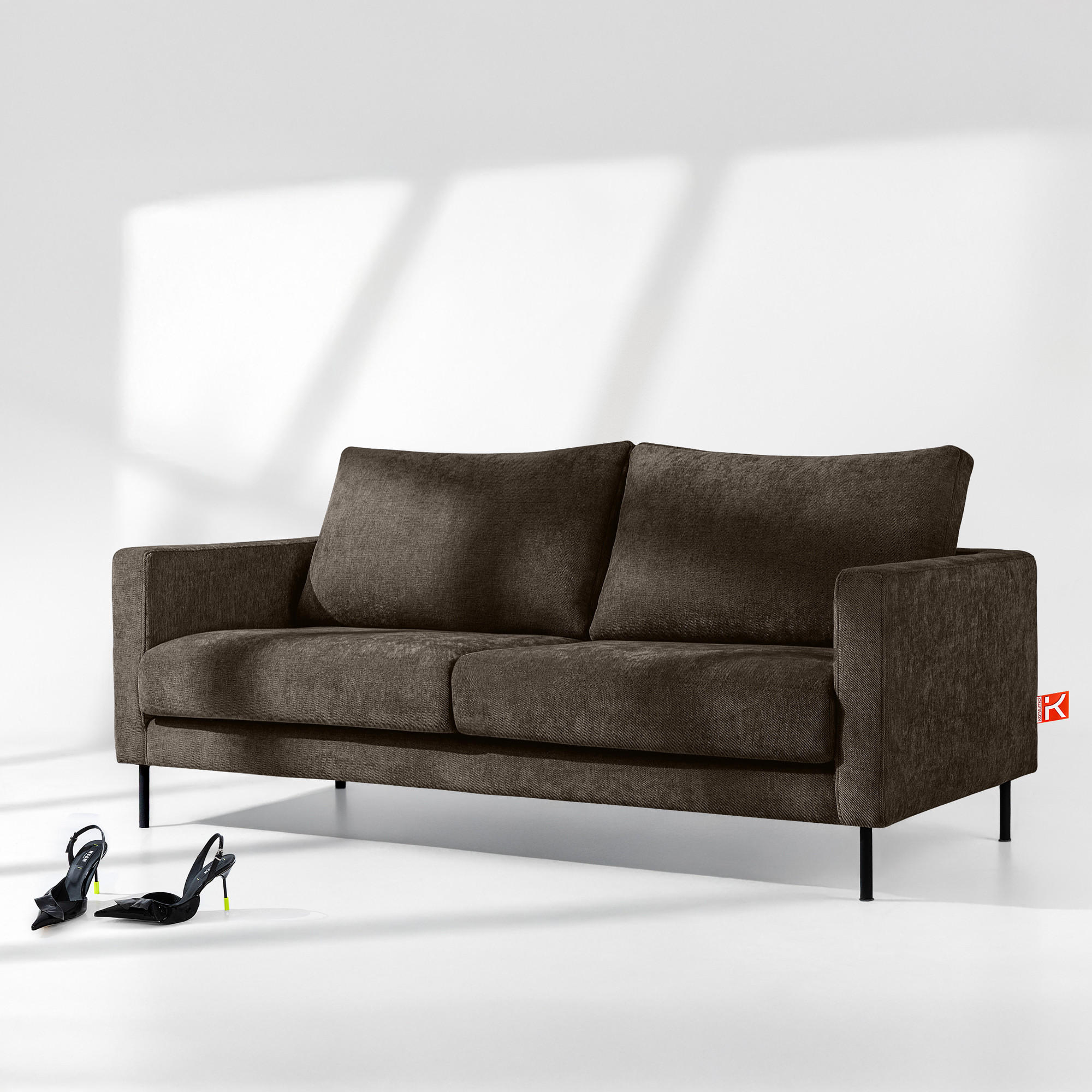 SOFA LUMO, 3-Sitzer, Braun - Schwarz/Braun, Holz/Holzwerkstoff (198/90/95cm) - KONSIMO®