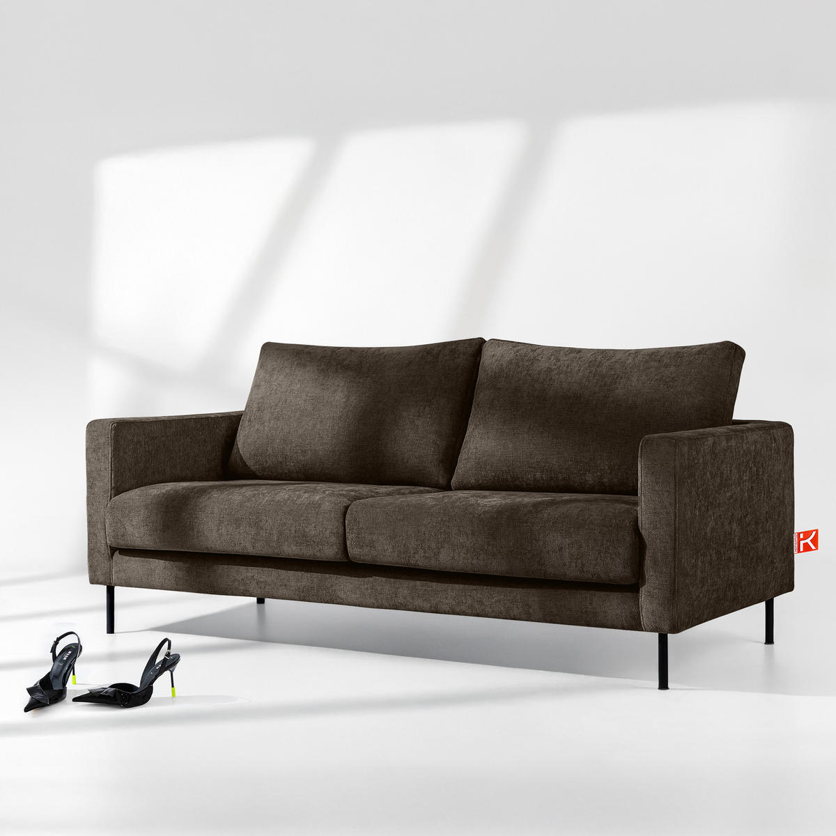 SOFA LUMO, 3-Sitzer, Braun - Schwarz/Braun, Holz/Holzwerkstoff (198/90/95cm) - KONSIMO®