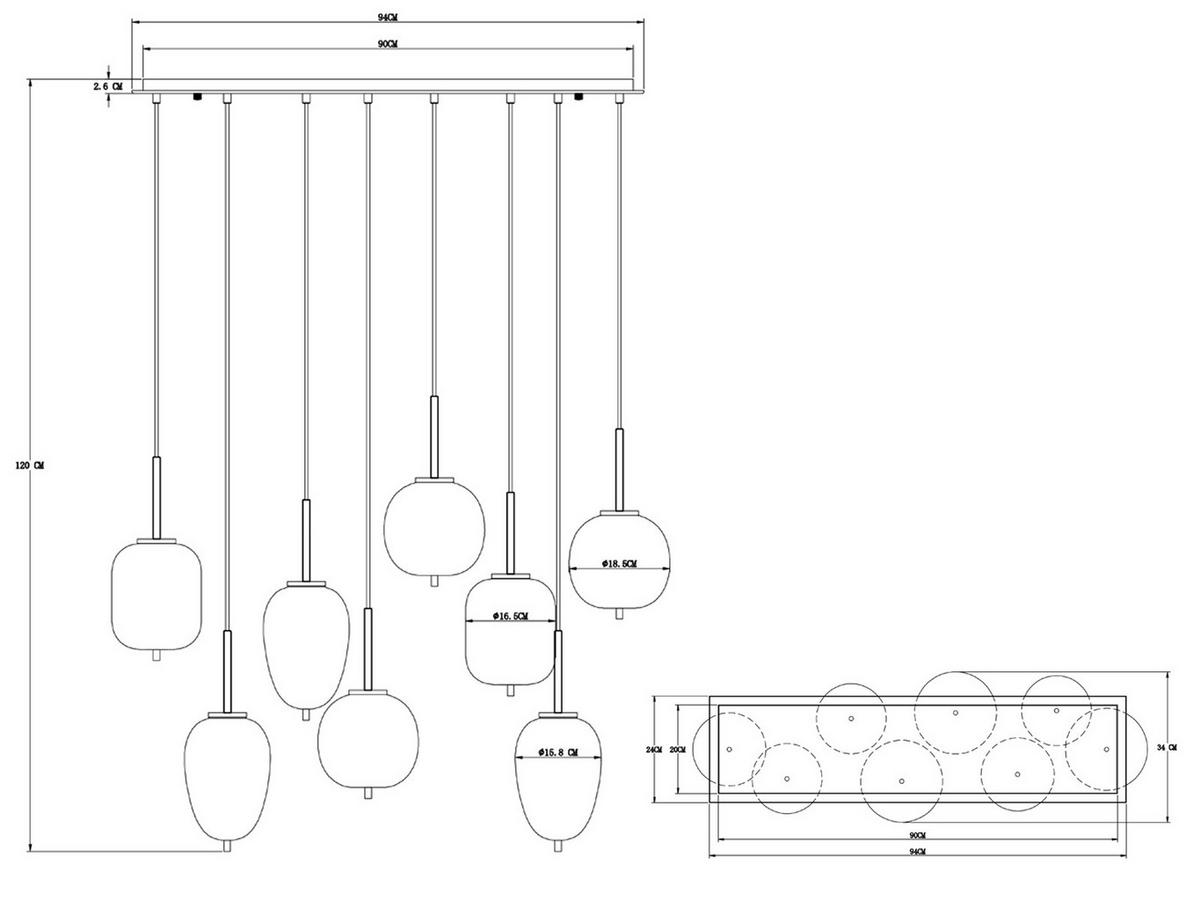 LED-PENDELLEUCHTE Schwarz Breite 94cm, Glaskugeln Rauchglas - Schwarz, Glas/Metall (34/94/120cm) - meineWunschleuchte