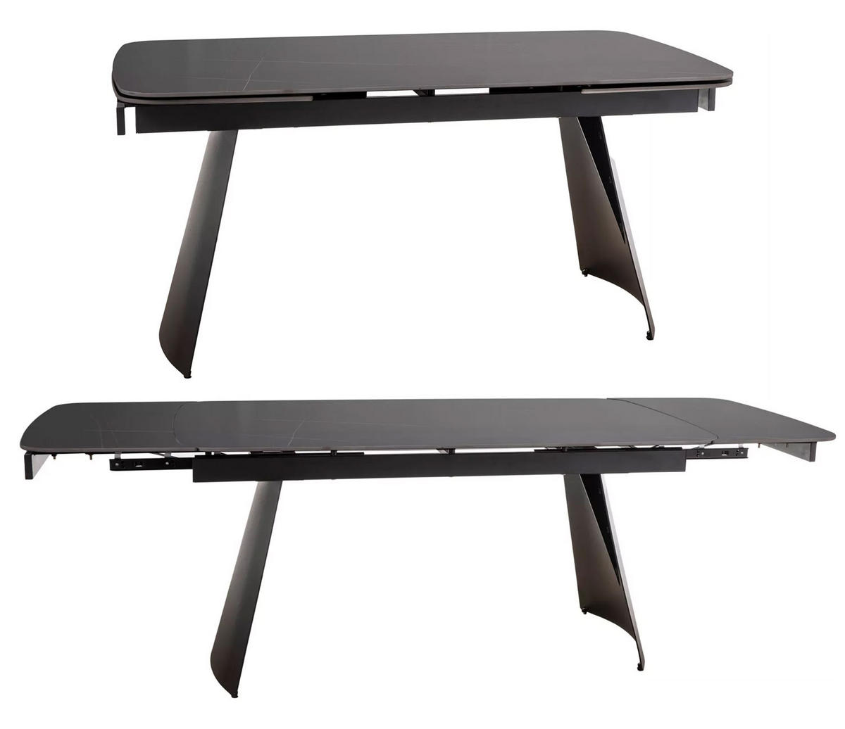 ESSTISCH Bardi Schwarz Marmor / Schwarz Matt 160-240 / 90 / 75cm - Schwarz, Holz/Keramik (90/240/75cm) - Feldmann-Wohnen