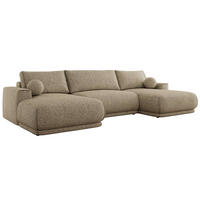 SEDACIA SÚPRAVA RINA U Tmavobežová Štruktúra - čierna/béžová, textil/plast (360/85/170cm) - MKS