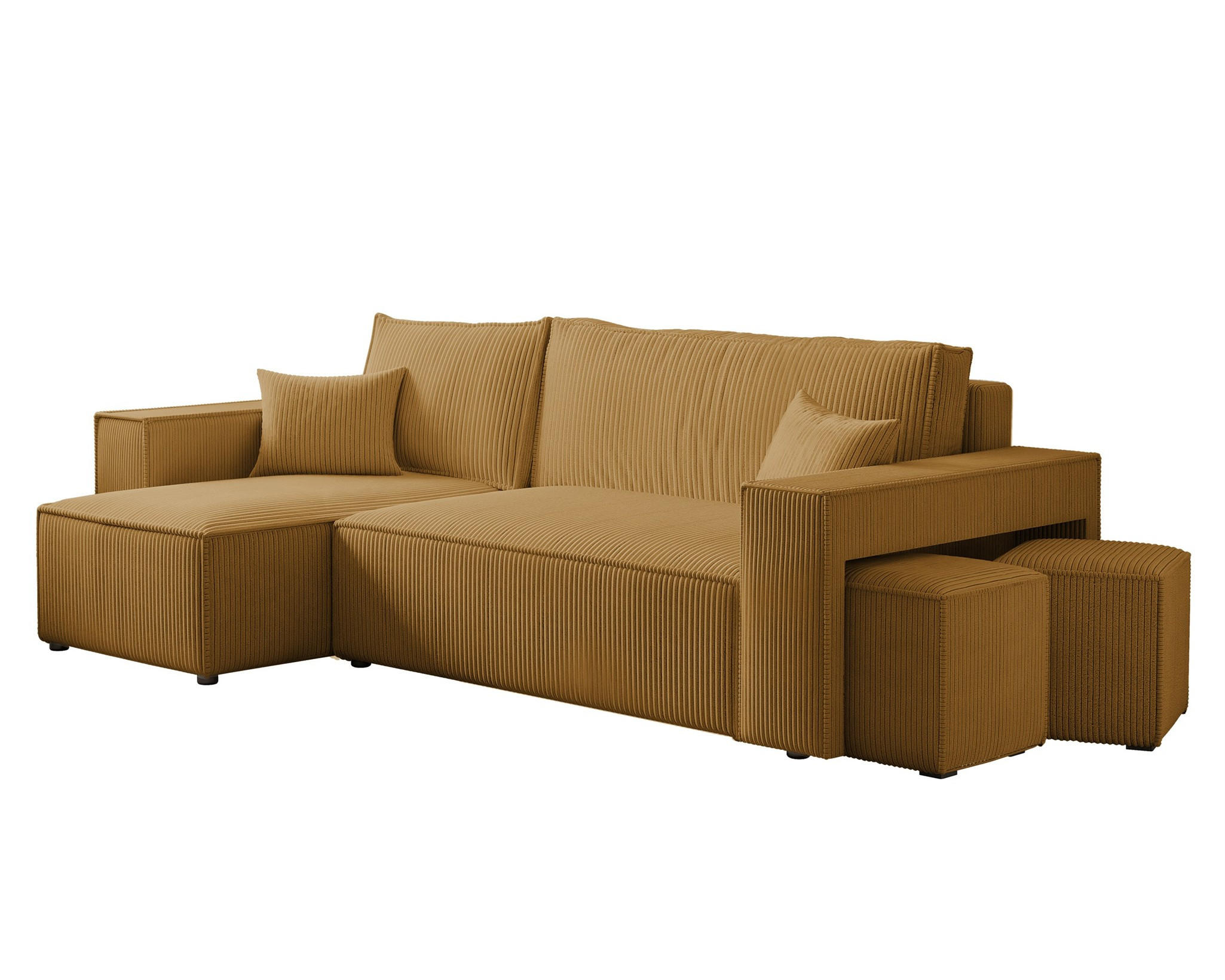 ECKSOFA Adara Inkl. Hocker - Gelb, Holzwerkstoff/Textil (262/145cm) - Fun Möbel