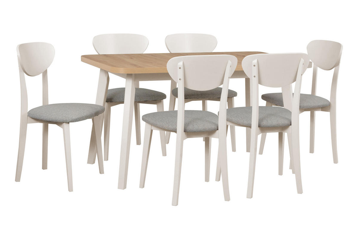 ESSTISCH Oslo 6 - Beige/Eiche Artisan, Holz (80/140/75cm) - Leaf Design