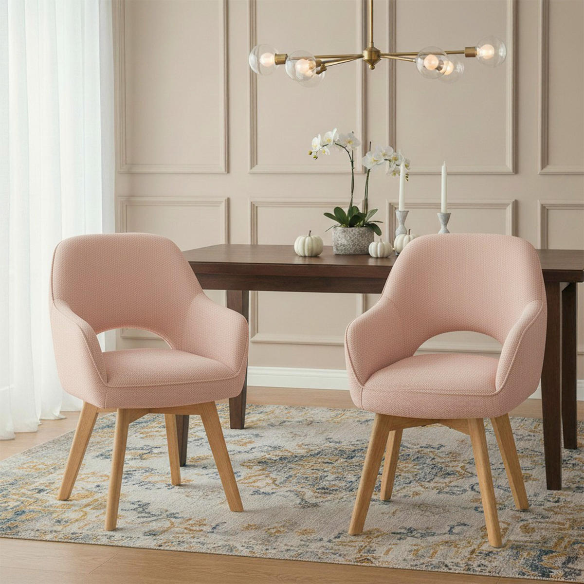 DREHSTUHL Mika-Mara - Honigeiche/Rosa, Eichenholz/Holz (60/87/65cm) - DUBI Möbel