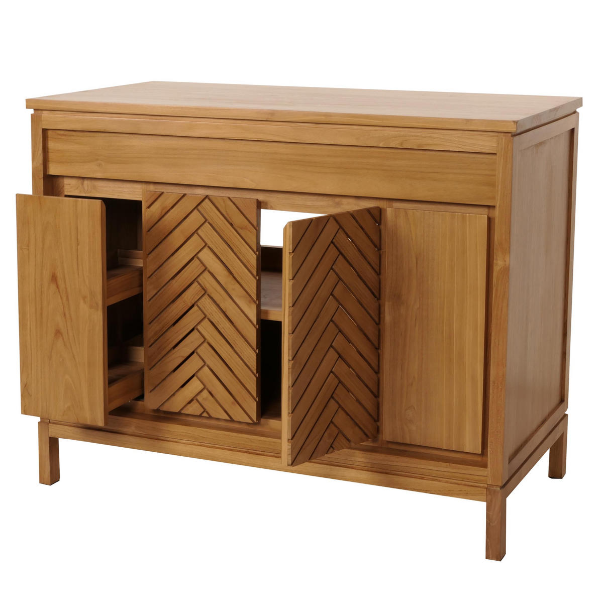 TEAK-WASCHBECKENUNTERSCHRANK Braun - Braun, Holz (106/86/56cm) - MCW
